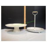 Metal Cake Plate w/  Scalloped Metal Tray Metal Cake Plate w/  Scalloped Metal Tray