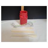 Ceramic Red Mason Jar Utensil Holders w/ Utensils Ceramic Red Mason Jar Utensil Holders w/ Utensils