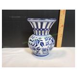 Vtg 8" Blue & White Porcelain Wall Pocket Vase Vtg 8" Blue & White Porcelain Wall Pocket Vase
