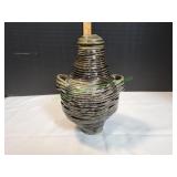 Vtg 11.5" Hand-Turned Pottery Jar w/ Lid Vtg 11.5" Hand-Turned Pottery Jar w/ Lid