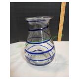 Vtg Blown Cobalt Blue Swirl Glass Vase Vtg Blown Cobalt Blue Swirl Glass Vase