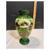 Vtg 10" Victorian Opuline Handpainted Green Vase Vtg 10" Victorian Opuline Handpainted Green Vase