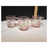 (3) Tiara Pink Nursery Rhyme Glass Mugs (3) Tiara Pink Nursery Rhyme Glass Mugs