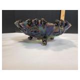 Vtg Amethyst Carnival Glass 3-Footed Bowl Vtg Amethyst Carnival Glass 3-Footed Bowl