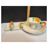 Fitz & Floyd Harvest Pattern Crudite Server&Plate Fitz & Floyd Harvest Pattern Crudite Server&Plate