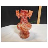 Vtg 8" Handblown Orange Slag Marbled Glass Vase Vtg 8" Handblown Orange Slag Marbled Glass Vase