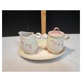 Vtg Vernon Ware Tickled Pink Cream & Sugar
