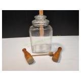 Apothecary Jar w/ Wooden Honey Dipper & Pestles