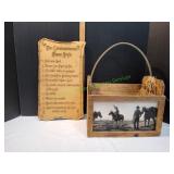 Ten Commandments Texas Style Plaque & Wood Basket