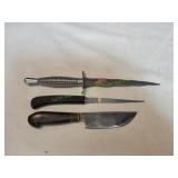 (3) Vtg Knife & Letter Openers (3) Vtg Knife & Letter Openers