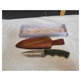 SZCO Rite Edge Micarta Damascus Knife w/ Sheath SZCO Rite Edge Micarta Damascus Knife w/ Sheath