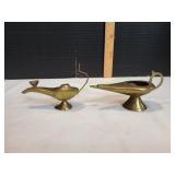 (2) Brass Genie Lamps