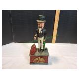 Vtg Uncle Sam Cast Iron Mechanical Coin Bank