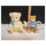 Country Teddy Bear Cookie Jar & Teddy Bear Teapot