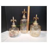 (3) Vtg Glass Vases w/ Lids