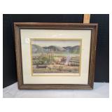 Vtg Framed The Bonfire by Peter Hurd