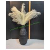 Decorative Black Vase w/ Faux Pampas Grass