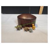 Leather Like Trinket Box w/ Small Animal Figures