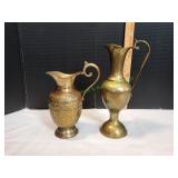 (2) Vtg Brass Pitchers