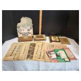 Vtg Lot of Newspaper Clipping, Cigar Boxes & More