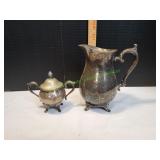 Vtg Silver Plated Pitcher & Sugar Bowl