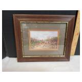 Vtg 12.5x10.5 Framed Autumn Meeting Print