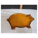 Vtg Amber Tiara Glass Pig-shaped Snack Tray