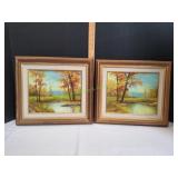 (2) Framed Autumn Paintings