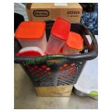 Laundry Basket w/Tupperware&Rubbermaid Containers