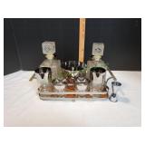 Vtg Queens Lusterware Silver Glass & Decanter Set
