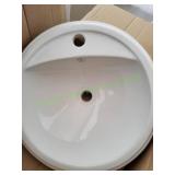 White 18.5" Round Lavatory Drop-In Sink
