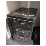 26" 3-Drawer Black Metal Cabinet