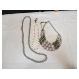 (1) Monet, (1) Paparazzi & (1) Gray Bead Necklace (1) Monet, (1) Paparazzi & (1) Gray Bead Necklace