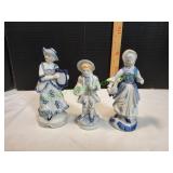 (3) Vtg Porcelain Blue & White Figurines (3) Vtg Porcelain Blue & White Figurines