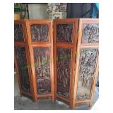 Vtg Hand Carved Wood Screen Panel Room Divider Vtg Hand Carved Wood Screen Panel Room Divider