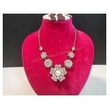 Filagree Backed Rhinestone Bib Necklace Filagree Backed Rhinestone Bib Necklace