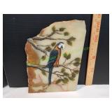 Handpainted Perched Parrot on Slate Handpainted Perched Parrot on Slate