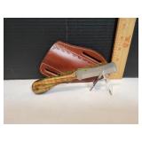 Handmade Custom Bull Cutter Knife w/Leather Sheath Handmade Custom Bull Cutter Knife w/Leather Sheath