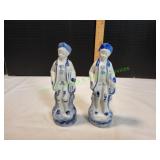 (2) Vtg 6.75" Porcelain Blue & White Colonial Man (2) Vtg 6.75" Porcelain Blue & White Colonial Man