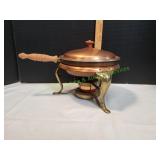 Vtg Cooper / Brass Chafing Dish w/ Wood Handle Vtg Cooper / Brass Chafing Dish w/ Wood Handle