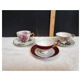 (3) Vtg Teacups w/ Saucers
