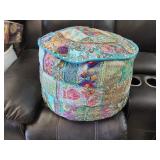 Floral Quilted Round Ottoman