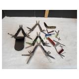 Lot of Multi Tools, Swiss Army Knives & More