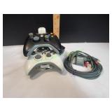 (2) Xbox 360 Gaming Controllers w/ Stand & Cables