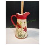 Pier 1 Poppies Handpainted Earthenware Pitcher