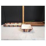 (2)Pampered Chef Fall Stripe Serving Plates &
