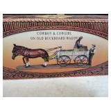 Cowboy & Cowgirl on Old Buckboard Wagon Figure