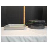 Enamel Oval Roaster & Lid w/Wilton Baking Pans