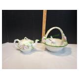 Porcelain Teapot w/ Porcelain Easter Basket