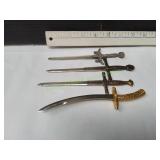 (4) Miniature Replica Metal Weapons